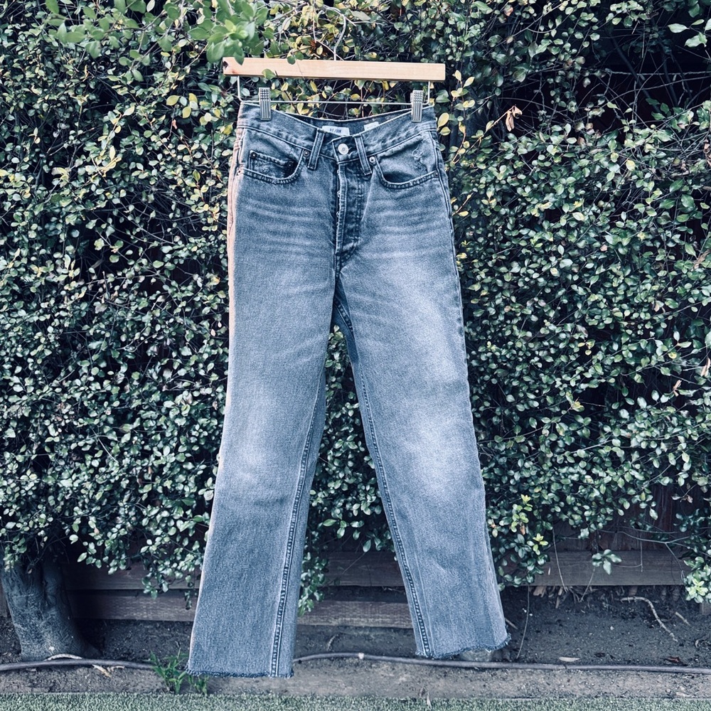 Re/Done Women's Straight Leg Jeans in Gray